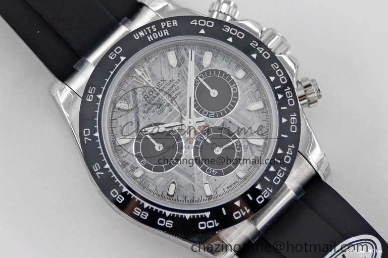 0509 WeatherProof Daytona 116519 SS TWF 1:1 Best Edition 904L Steel Gray Meteorite Black Dial on Oysterflex Strap A 2410